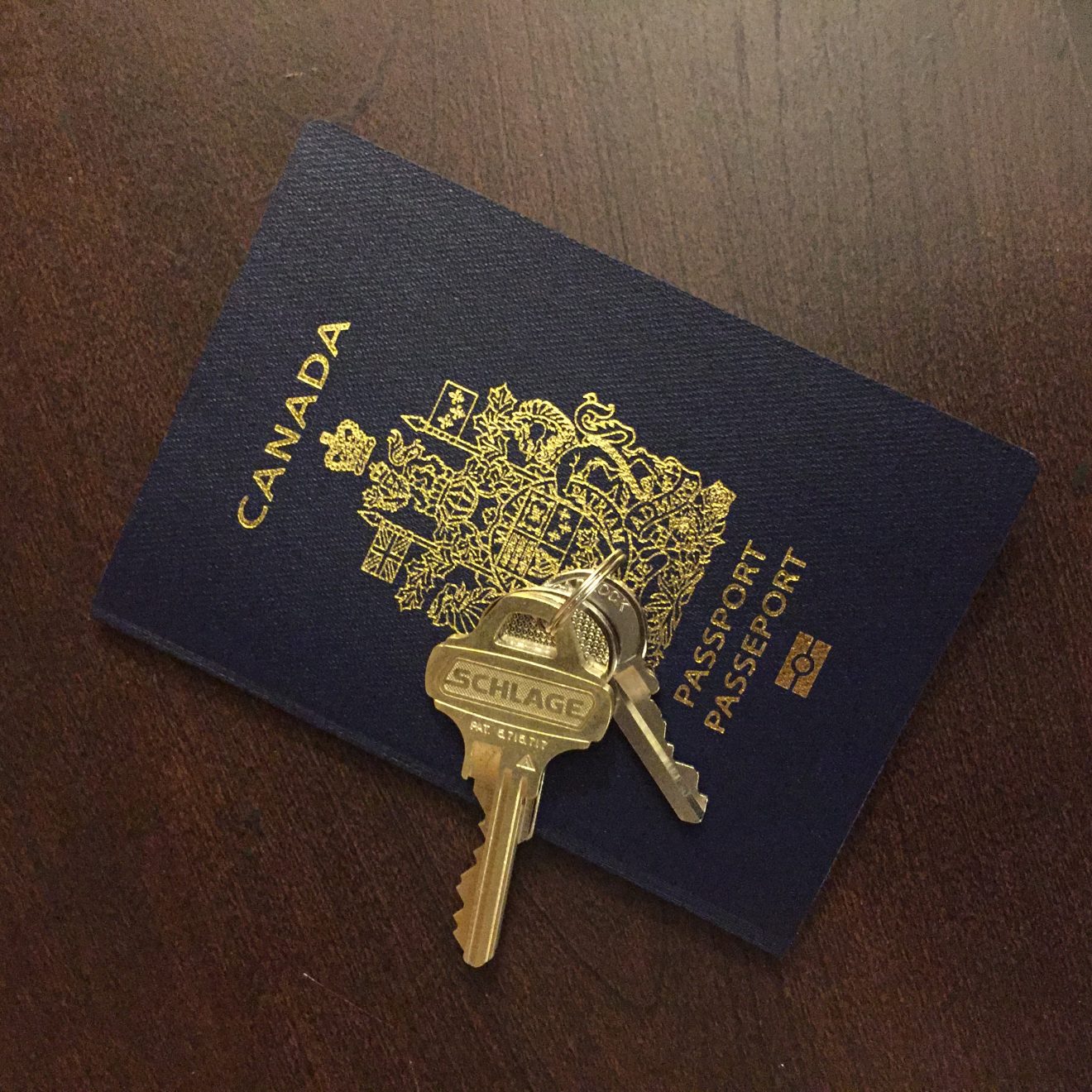 Canadian passport and keys